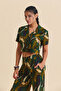Shirt Collar Short Sleeve Bohemian Blouse - 5