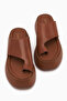 Carol Genuine Leather Tan Flip-Flops Women's Slippers - 5