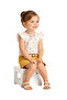 Girl's Floral Patterned Blouse and Mustard Shorts Summer Set - 8