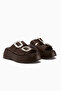 Daina Genuine Leather Brown Stone Women's Slippers - 3