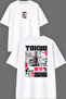Red Tokyo Design Front and Back Printed White Oversize T-Shirt