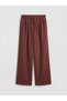 Brown Wideleg Women's Jean Trousers with Elastic Waist