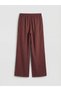 Brown Wideleg Women's Jean Trousers with Elastic Waist - 2