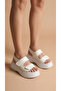 Skin High Sole Double Velcro Two-Stripe Summer Women's Wedge Heeled Sandals - 3
