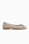 Holly Genuine Leather Beige Bow Women's Ballerinas - 2