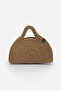 Women's Hand Knitted Zipperless Clutch & Portfolio Hand Bag Poger Beige Straw - 3