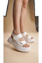 Skin High Sole Double Velcro Two-Stripe Summer Women's Wedge Heeled Sandals - 4