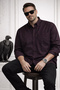 Men's Plum Plus Size Shirt Long Sleeve Cotton Satin Pocketed Wide Cut - 4