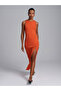 90255 Accessory Detailed Slit Knitwear Dress-Orange - 4
