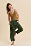 Double Breasted Front Detail Elastic Waist Loose Trousers - 2