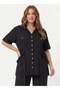 Waist Tie Detailed Women's Plus Size Jacket and Trousers Two-Piece Set Black - 2