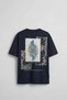 Men's Oversize Embroidery Detailed Anatolian Motif T-Shirt Navy Blue - 2