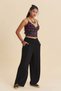 Double-Breasted Women's Viscose Trousers with Crossed Waist Belt