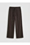 Brown Textured Women's Trousers with Elastic Waist - 5