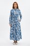 Patterned Button Detail Dress 13296 Blue