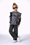 Girl's "Stay Chic" Ruffle Sweatshirt and Zebra Pattern Pants Set 50041g