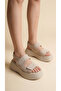 Skin High Sole Double Velcro Two-Stripe Summer Women's Wedge Heeled Sandals - 5