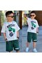 Boy's Short Sleeve Shorts Set 116961 Green - 2