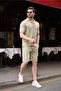 Mint Green 100% Cotton Men's Shorts Shirt Set E7361 - 6