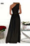 Women's Off-The-Shoulder Slit Black Maxi Dress - 2