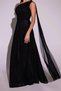 Women's Black One-Shoulder Pleated Detailed Glitter Tulle Fabric Evening Dress Nbswll16 - 3
