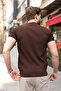 Brown Crew Neck Ribbed Men's T-Shirt E7474 - 3