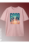 Unisex Women Men Good Vibes Printed Oversized Comfortable Daily Use Combed Cotton T-Shirt