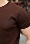 Brown Crew Neck Ribbed Men's T-Shirt E7474 - 4