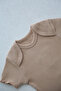Beige Heart Embroidered Ruffled Sleeves Bodysuit - 5