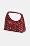 Women's Studded Stone Leather Look Bag Burgundy - 2