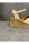 Handmade Genuine Leather Wooden Sole Looking Lightweight Casual Wedge Heel Sandals (Heel Height 7cm) - 4