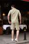 Mint Green 100% Cotton Men's Shorts Shirt Set E7361 - 2
