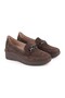 L04.722-T Genuine Nubuck Leather Chain Accessory Wedge Heel Thermo Sole Women's Comfort Loafer - 3