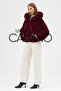 Fur Hooded Coat Burgundy