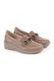 L04.722-T Genuine Nubuck Leather Chain Accessory Wedge Heel Thermo Sole Women's Comfort Loafer - 3