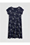 Lcw Gracenavy Blue Crew Neck Patterned A-Line Dress - 3