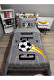 Quilted Football Patterned 4-Piece (100% Cotton 100X200 with Elastic Sheets) Single Bedspread Set - 3