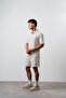 Men's 242 Embroidered Regular Fit T-Shirt Shorts Set Beige - 2