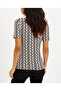 Women's Stone Half Fisherman Patterned Short Sleeve Blouse App1199 - 3