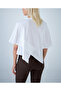 Women's White Bat Sleeve Asymmetrical T-Shirt App1315 - 5