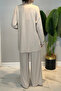 Knitted Modal Trousers Suit 19590 Beige - 4