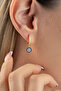 Zircon Stone Gold Color 15 mm Hoop Evil Eye Earrings - 3