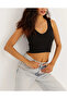 Women's Black V-Neck Crop Blouse App1210 - 4