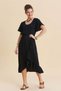 U-Neck Double-Breasted Flounce Casual Dress - 2