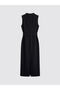 Black Mock Neck Belt Pcs Slit Dress - 6