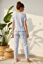 Blue Tulip Patterned Bürümcük-Krınkıl Short Sleeve Buttoned Knitted Pajama Set 26120526 - 3