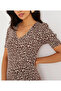 Women's Camel Balloon Sleeve Leopard Blouse App1118 - 3