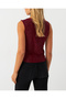 Women's Burgundy Degaje Collar Sleeveless Blouse App1297 - 4