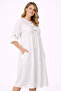 Women's Plus Size White, Buttoned, Adjustable Sleeve, Crew Neck Pocket Unlined Dress 65N39434 - 5