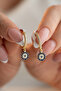 Zircon Stone Gold Color 15 mm Hoop Evil Eye Earrings